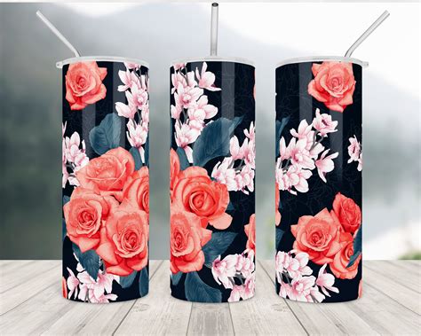 Floral Tumbler Wrap Sublimation Designs For Tumbler Downloads Etsy