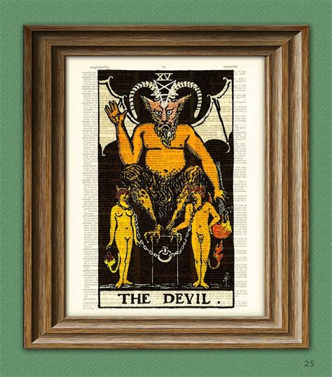 The Devil Major Arcana Tarot Card Deck Print Over An Upcycled Etsy