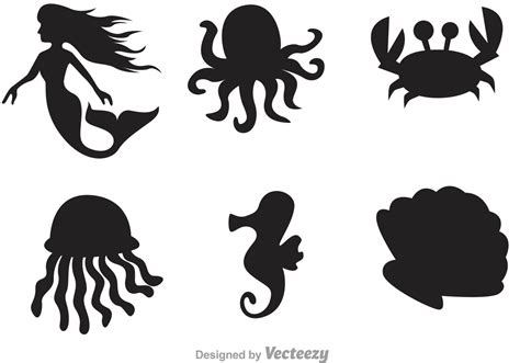 Sea Life Silhouette Icons 92649 Vector Art At Vecteezy