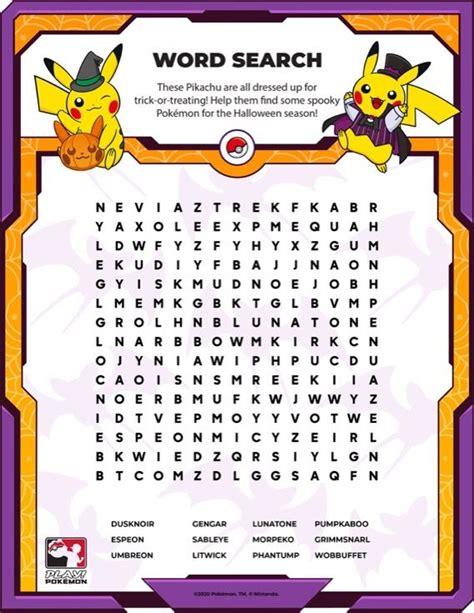 Pokémon Word Search Pokemon Pokemon Party Pokemon Party Games