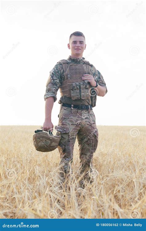 Soldier Man Standing Against A Field Stock Photo Image Of Cerealplant