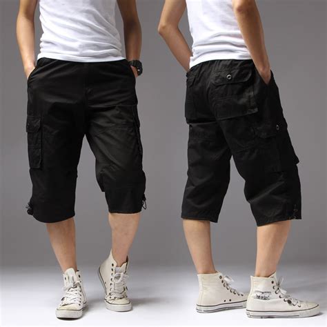 Icpans Casual Shorts Regular Solid Pockets Khaki Black Cotton Shorts Men Cargo Shorts Men Army