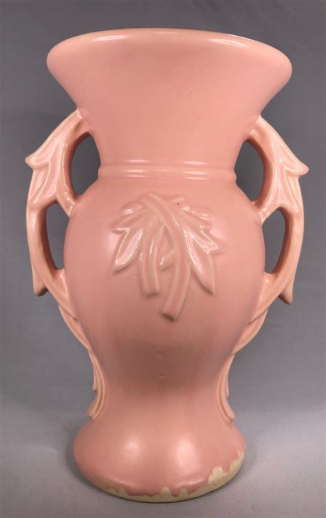Vintage Mccoy Pottery Pink Handled Ivy Vase 1940s Etsy