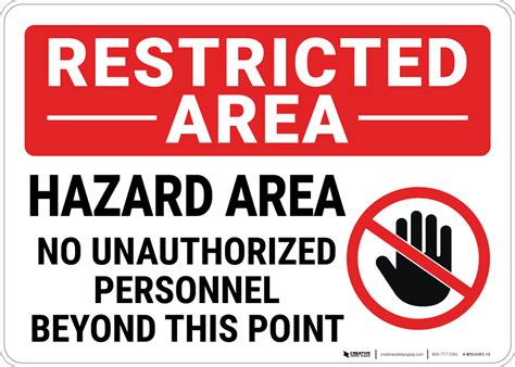 Restricted Area No Unauthorized Personnel With Icon Landscape Wall Sign