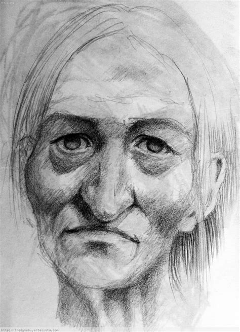 Anciana Dibujo A Lapiz De Mujer Marcus Reid