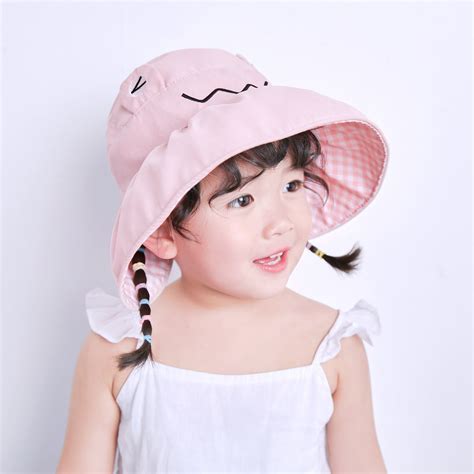 Baby Girls Sun Hats With Large Brim Spf50 Summer Kids Empty Top Thin