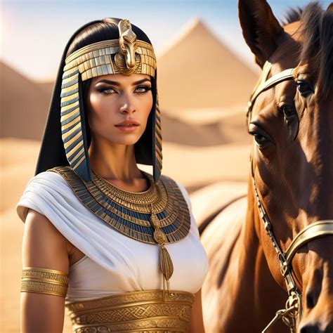 cleopatra in egyptian desert hyper realistic life like ultra hd photo realistic highly detailed