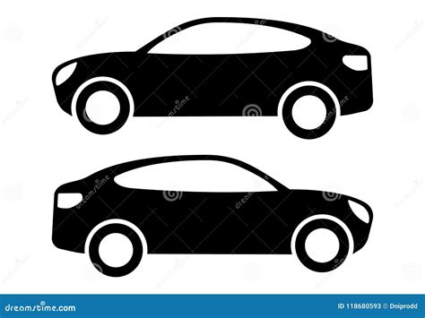 Two Black Car Silhouettes On A White Background Stock Vector