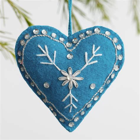 Felted Wool Scandi Heart Ornaments Set Of Felt Christmas Ornaments