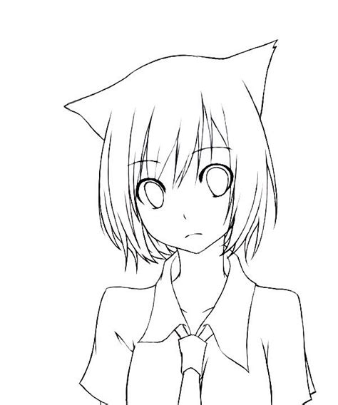 Neko Lineart By Ninapon On Deviantart Sketches Simple Art Sketches