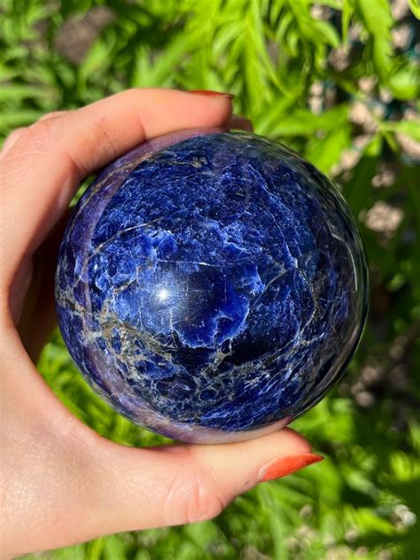 Large Natural Sodalite Sphere From Quality Dark Blue Crystal Etsy