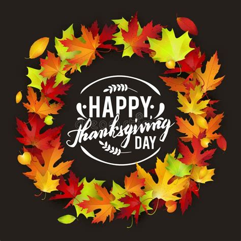 Happy Thanksgiving Holiday Poster Autumn Red Leaves Background Brush