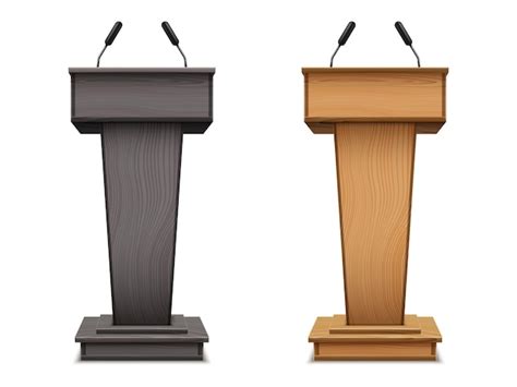 Premium Vector Set Of Wooden Podium Or Speech Tribune Debate Black