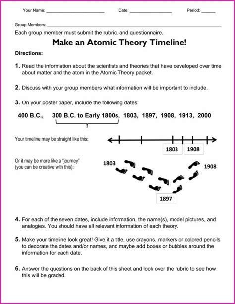 Atomic Theory Timeline Worksheet Printable Word Searches