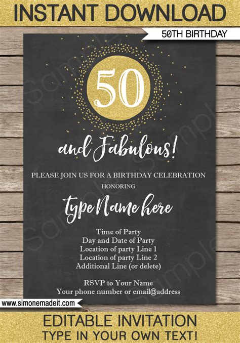 chalkboard  birthday invitations template editable