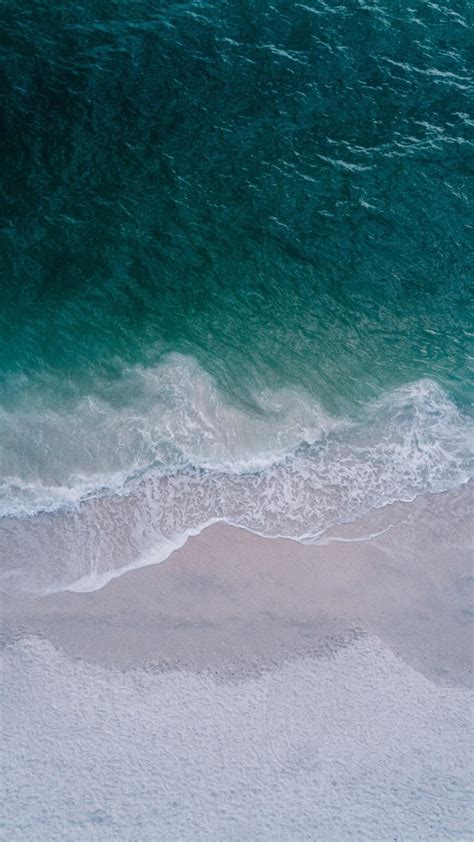 Clean And Peaceful Beach Sea Waves Aerial View 1080x1920 Wallpaper