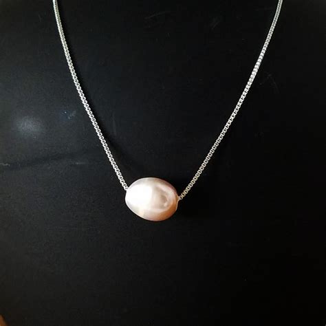 Pearl Necklace Real Freshwater Pearl Sterling Silver Necklace Chain