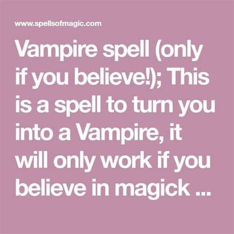 Vampire Spell Only If You Believe Free Magic Spell Vampire