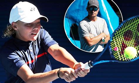 Lleyton Hewitt Watches While His Lookalike Prodigy Son Cruz Plays A Game Of Tennis