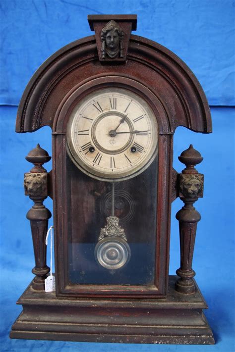 Lot Ansonia Mantle Clock And Inlaid Walnut Wall Clock As Found
