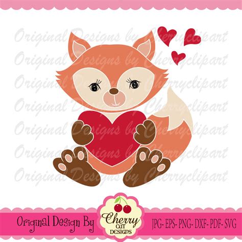 Valentines Day Fox Svg Dxf Baby Fox With Heart Etsy