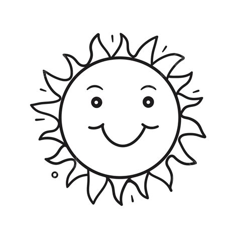 Ilustrasi Doodle Matahari Pada Gambar Sketsa Garis Luar Latar Belakang