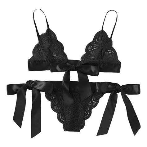 Womens Sexy Lingerie Set 2 Piece Floral Lace Scalloped Trim Bra And