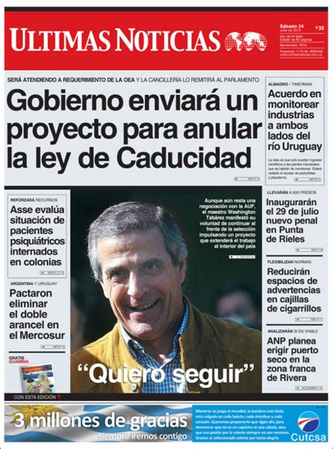 Información actualizada las 24 horas y en español. Newspaper Últimas Noticias (Uruguay). Newspapers in ...