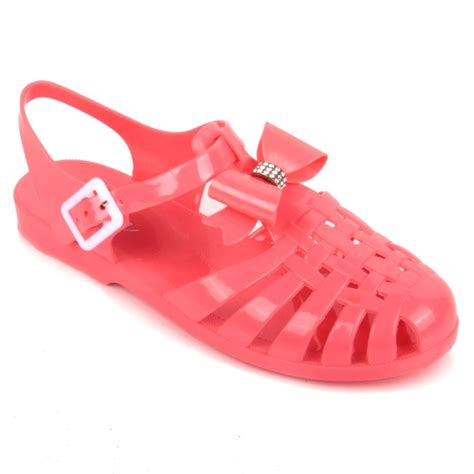 Women Jelly Maxi Jelly Bean Flat Shoe Toe Bow Juju Summer Plastic