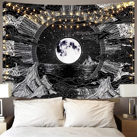 Moon And Star Tapestry Wall Hanging Etsy Star Tapestry Cool