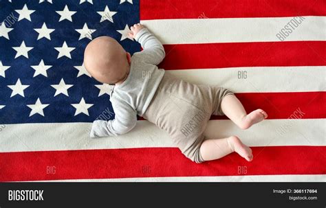 Baby On American Flag Image And Photo Free Trial Bigstock
