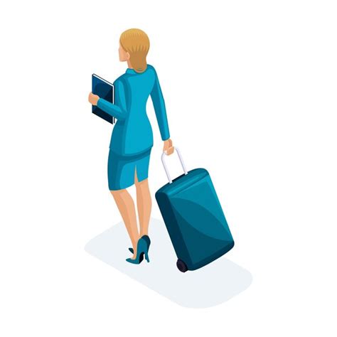 Premium Vector Isometric Of A Beautiful Woman On A Business Trip