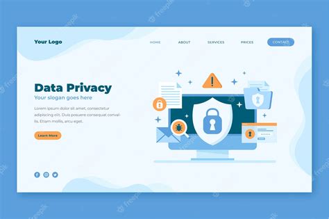 Free Vector Flat Design Data Privacy Landing Page