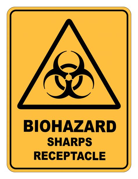 Biohazard Sharps Receptacle Caution Safety Sign