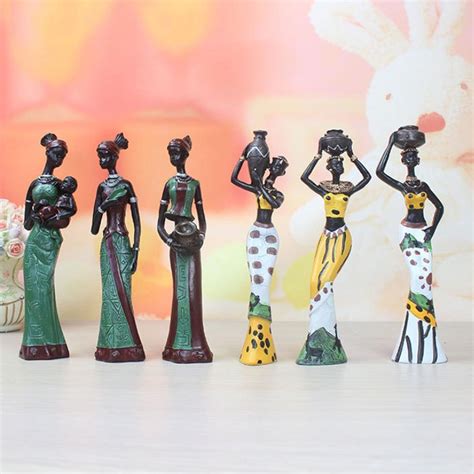 Statue Statuette Ensemble De 3 Figurines Féminines Africaines