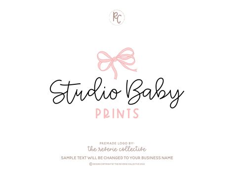 This Premade Logo Design In A Feminine Pink Baby Bow Style Is A Quick