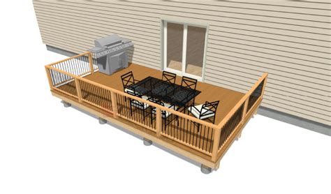 Downstairs has an open floor plan with a single wall as the focal point along the back. Deck Plan - Starter 20x12 - Decksgo Plans