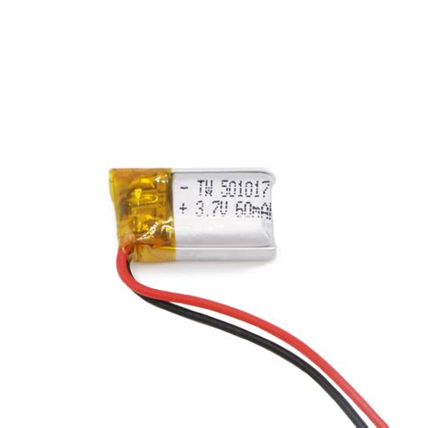 Small Rechargeable Lithium Ion Polymer 37v 60mah 501017 Lipo Battery