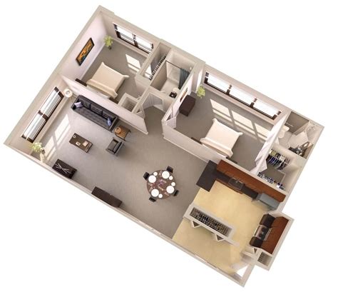 2 Bedroom Apartment Plans Open Floor Plan Floorplansclick