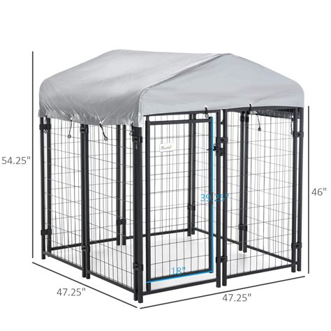 Pawhut Large Outdoor Dog Kennel Galvanized Steel Fence With Uv