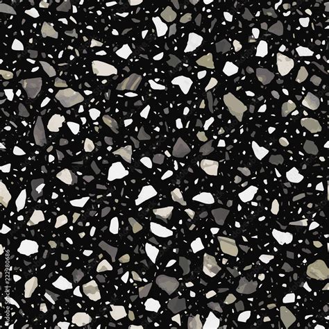 Terrazzo Flooring Vector Seamless Pattern In Dark Colors With Accents