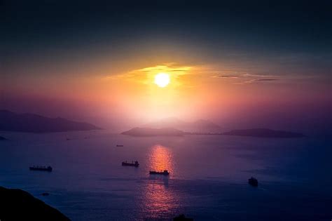 Hong Kong West Port Sky The Sun Sea Summer Travel Skyline