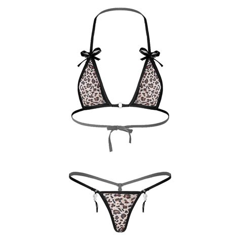 Women Micro G String Bikini Set Bra Thong Lace Up Lingerie Underwear Swimwear Ebay