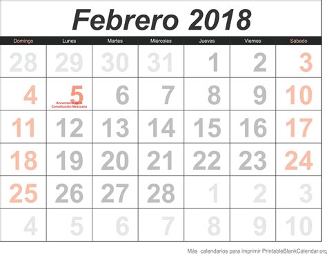 Febrero 2018 Calendario Para Imprimir Calendarios Para Imprimir