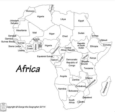 printable map of africa with countries labeled printable