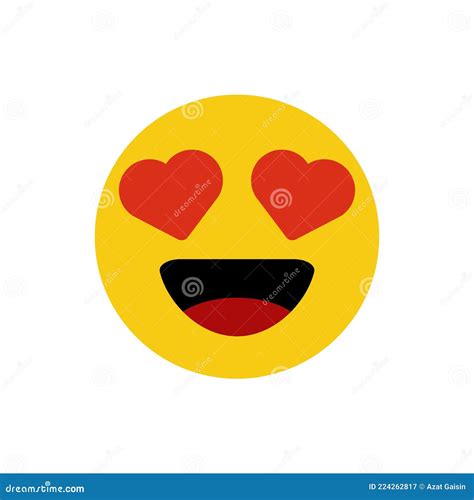 Vector Emoji Yellow Stupid Face With Red Heart Eyes And Mouth On White