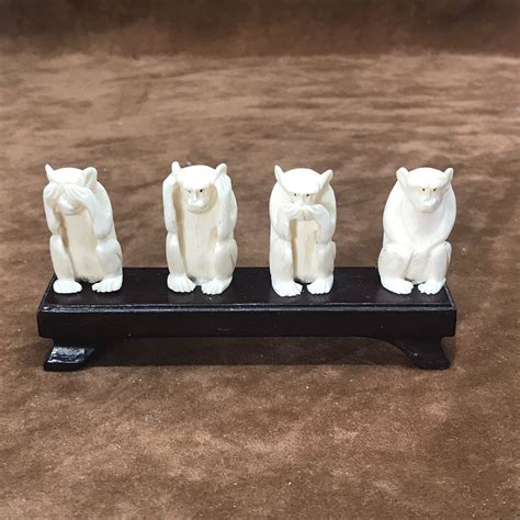 Four Wise Monkeys In Ivory Antiques Board