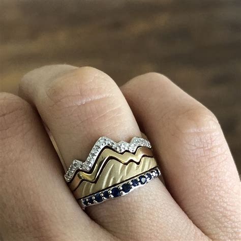 Three Stack Teton Mountain Rings With Sapphire Snake River Band In 2022