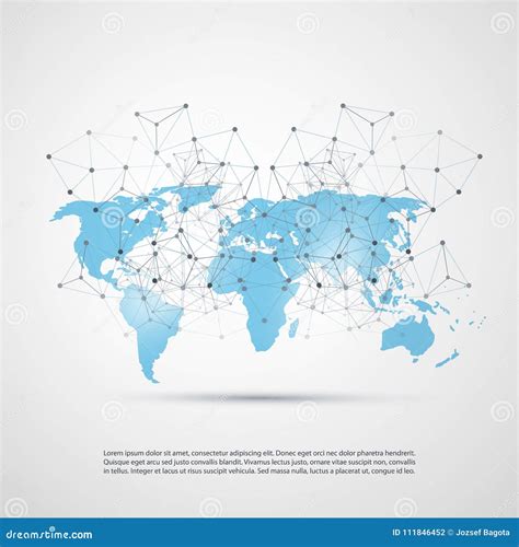 Blue Cloud Computing And Networks Concept With World Map Global