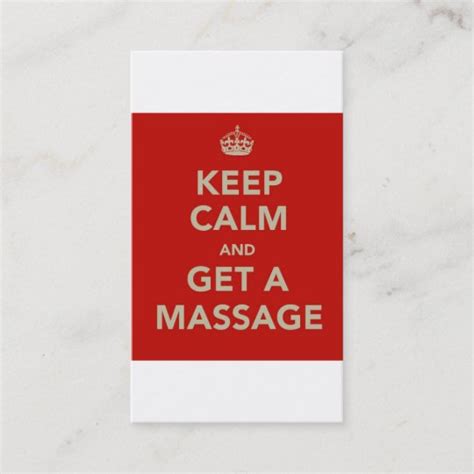 Keep Calm And Get A Massage Business Card